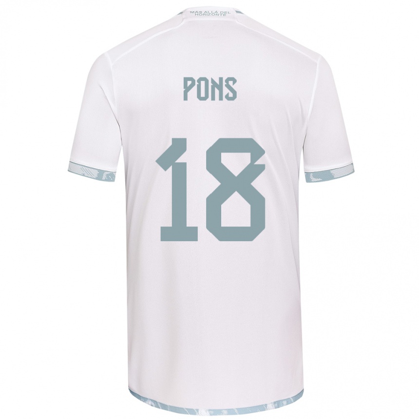 Kids Football Luciano Pons #18 White Grey Away Jersey 2024/25 T-Shirt Australia