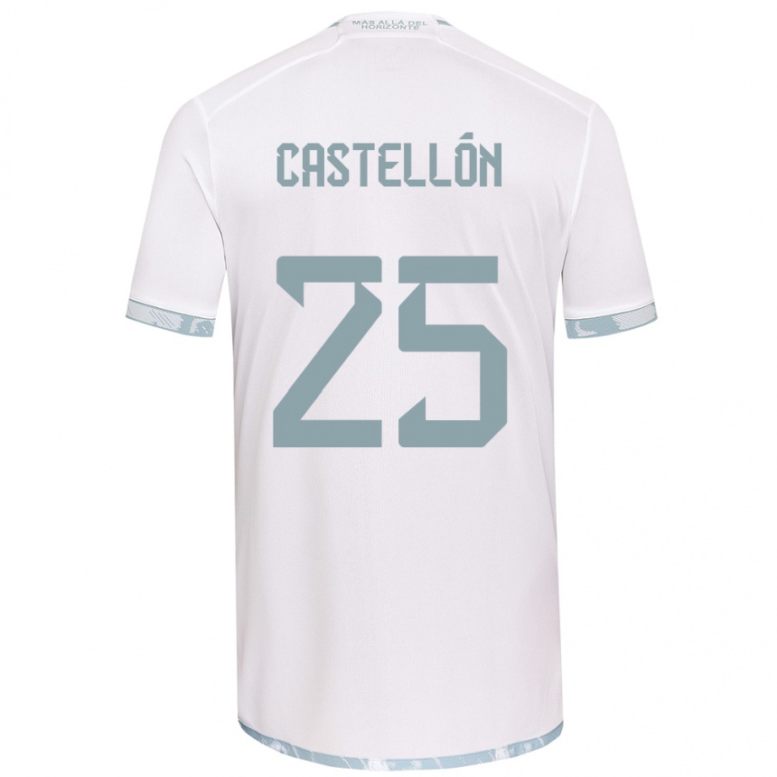 Kids Football Gabriel Castellón #25 White Grey Away Jersey 2024/25 T-Shirt Australia