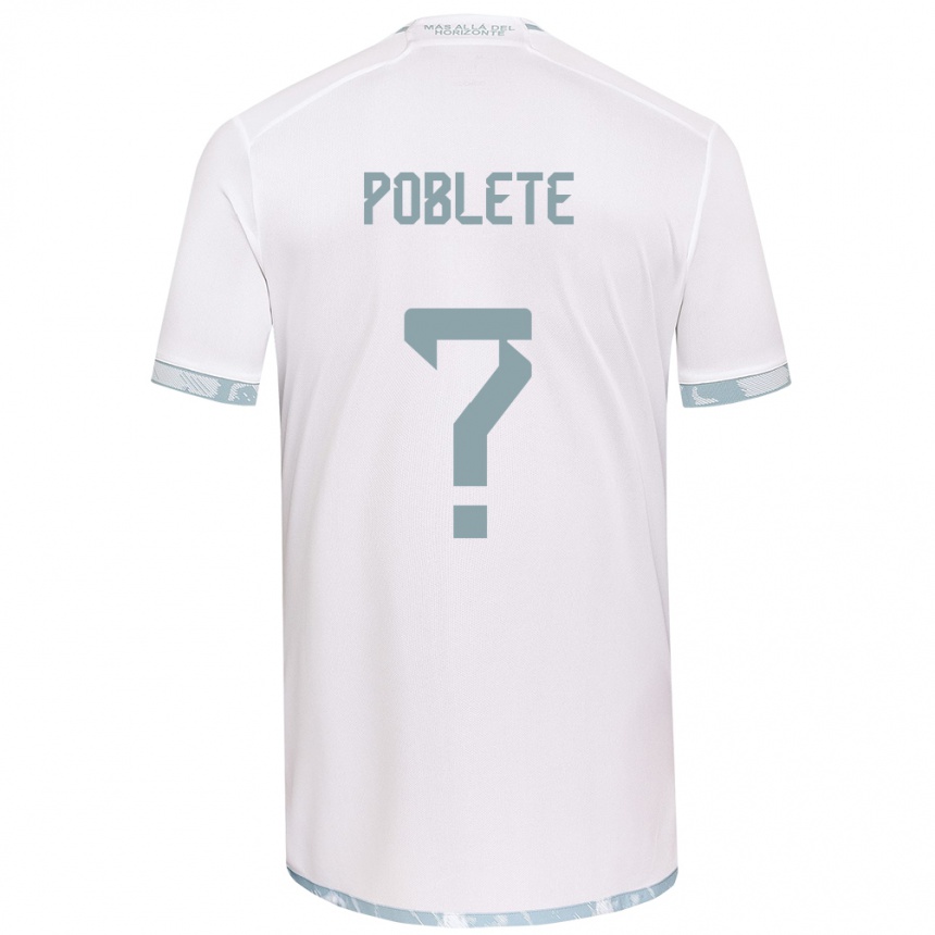 Kids Football José Poblete #0 White Grey Away Jersey 2024/25 T-Shirt Australia