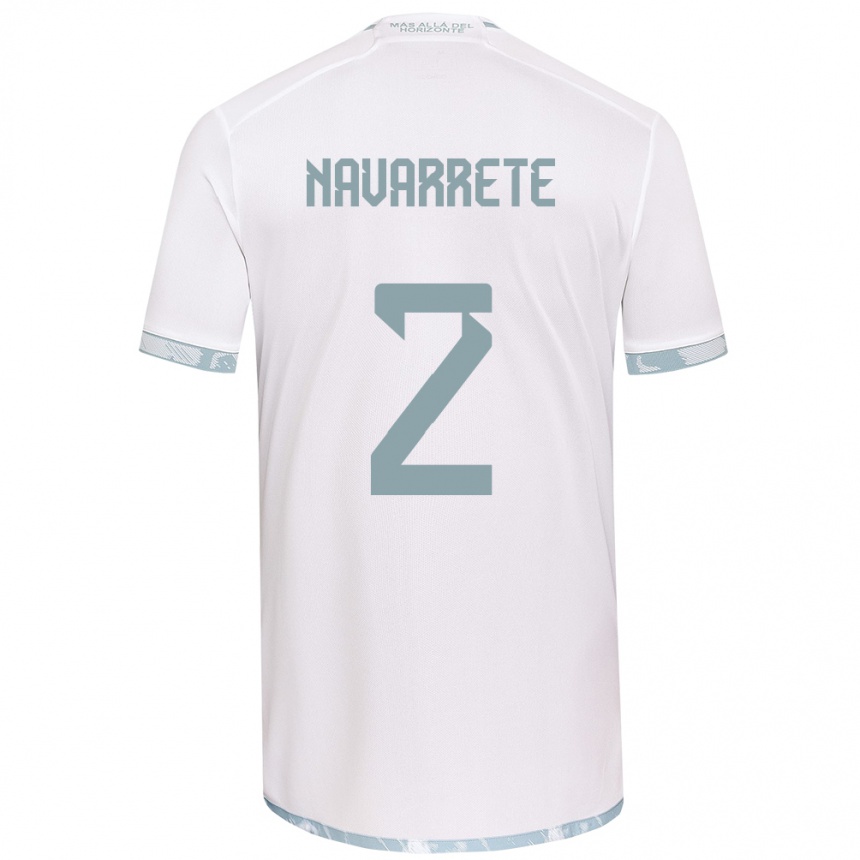 Kids Football Daniel Navarrete #2 White Grey Away Jersey 2024/25 T-Shirt Australia