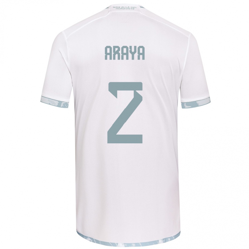 Kids Football Fernanda Araya #2 White Grey Away Jersey 2024/25 T-Shirt Australia