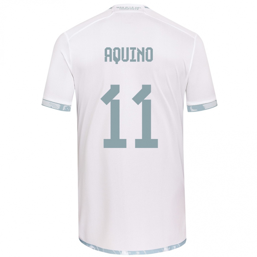 Kids Football Yisel Aquino #11 White Grey Away Jersey 2024/25 T-Shirt Australia