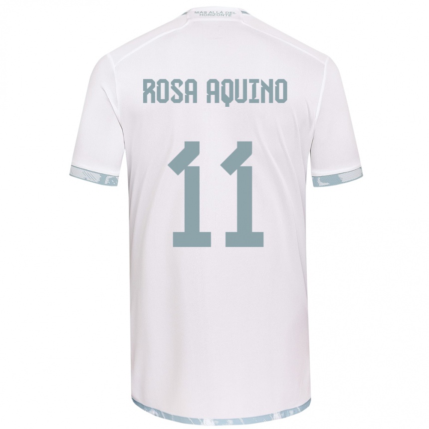 Kids Football Rosa Aquino #11 White Grey Away Jersey 2024/25 T-Shirt Australia