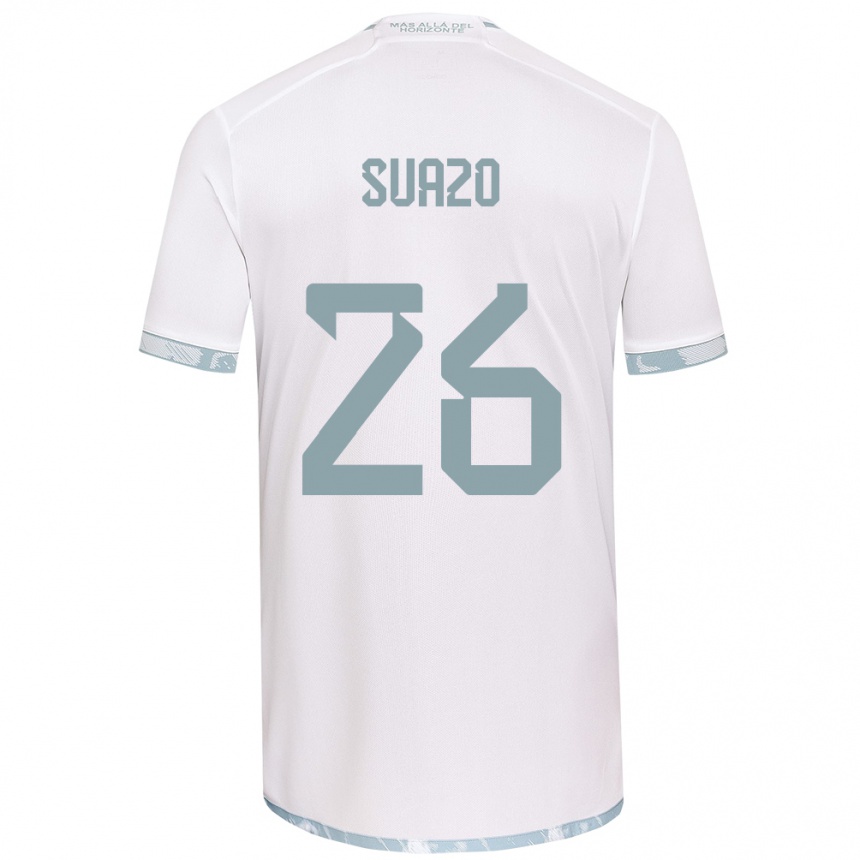 Kids Football Gretzel Suazo #26 White Grey Away Jersey 2024/25 T-Shirt Australia