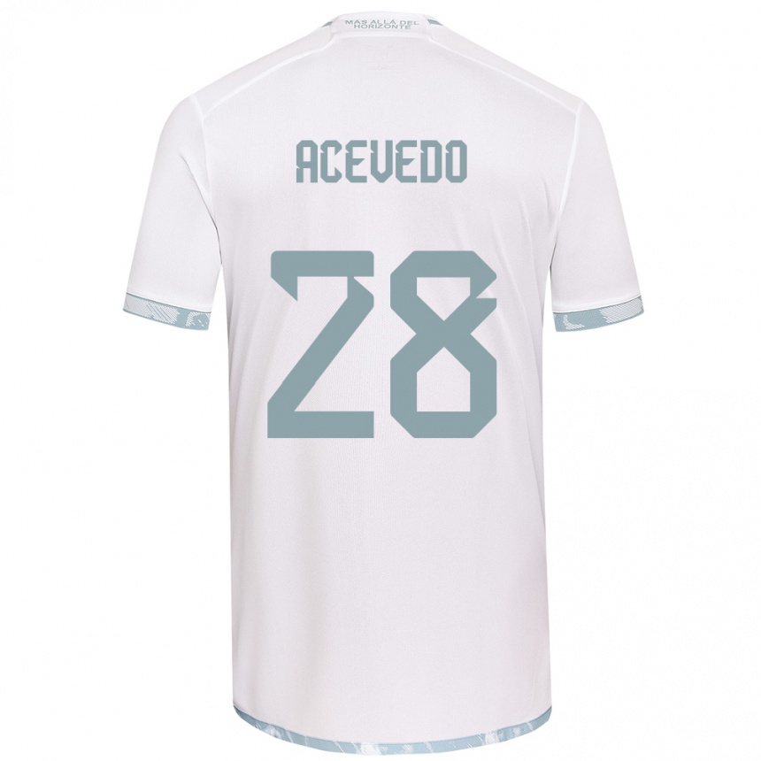 Kids Football Florencia Acevedo #28 White Grey Away Jersey 2024/25 T-Shirt Australia