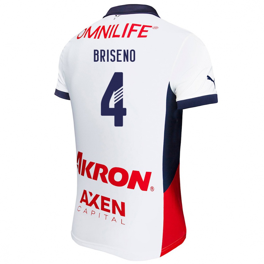 Kids Football Antonio Briseño #4 White Red Blue Away Jersey 2024/25 T-Shirt Australia