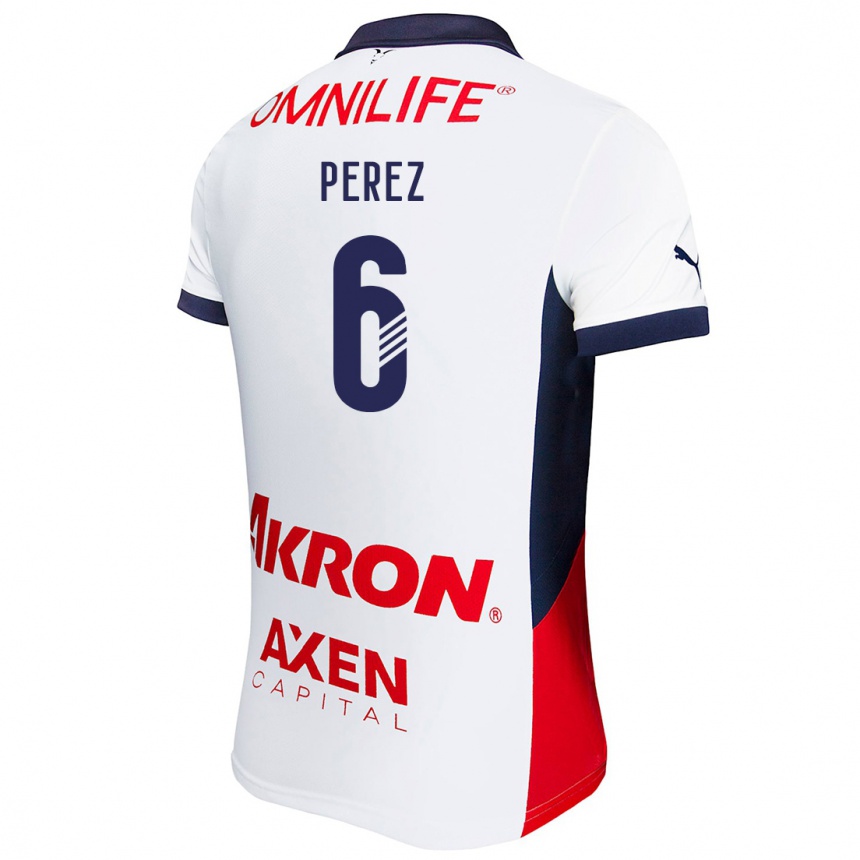 Kids Football Pável Pérez #6 White Red Blue Away Jersey 2024/25 T-Shirt Australia