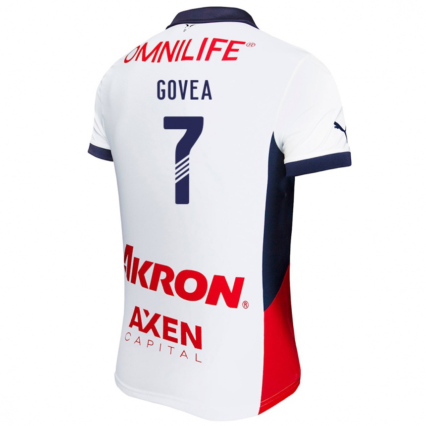 Kids Football Omar Govea #7 White Red Blue Away Jersey 2024/25 T-Shirt Australia