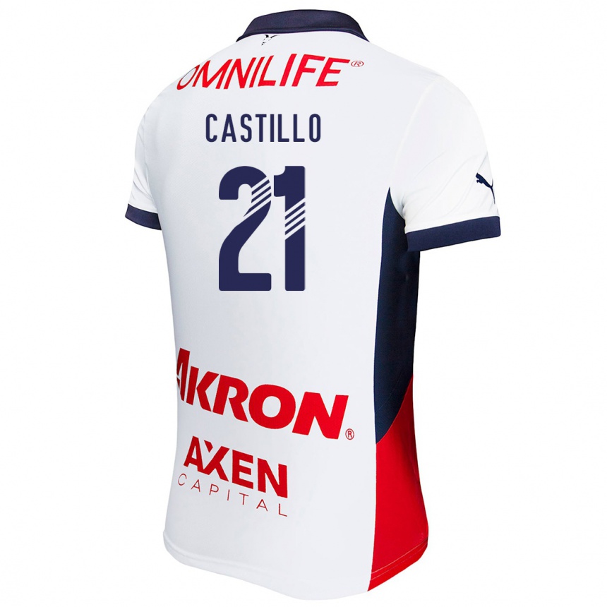 Kids Football José Castillo #21 White Red Blue Away Jersey 2024/25 T-Shirt Australia