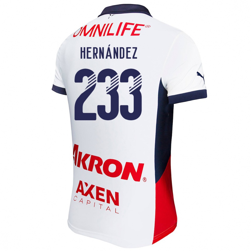 Kids Football Zinedine Hernández #233 White Red Blue Away Jersey 2024/25 T-Shirt Australia