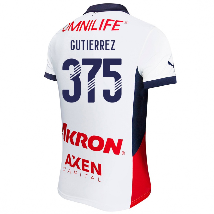 Kids Football Gerson Gutiérrez #375 White Red Blue Away Jersey 2024/25 T-Shirt Australia