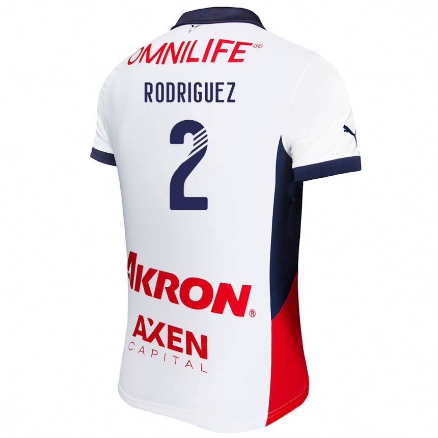 Kids Football Jaqueline Rodríguez #2 White Red Blue Away Jersey 2024/25 T-Shirt Australia