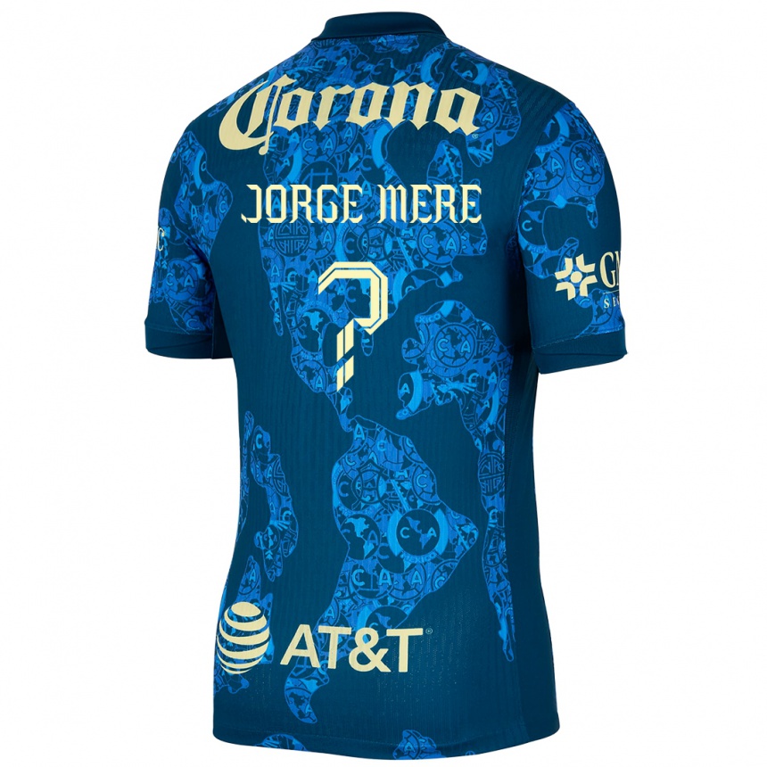 Kids Football Jorge Meré #0 Blue Yellow Away Jersey 2024/25 T-Shirt Australia