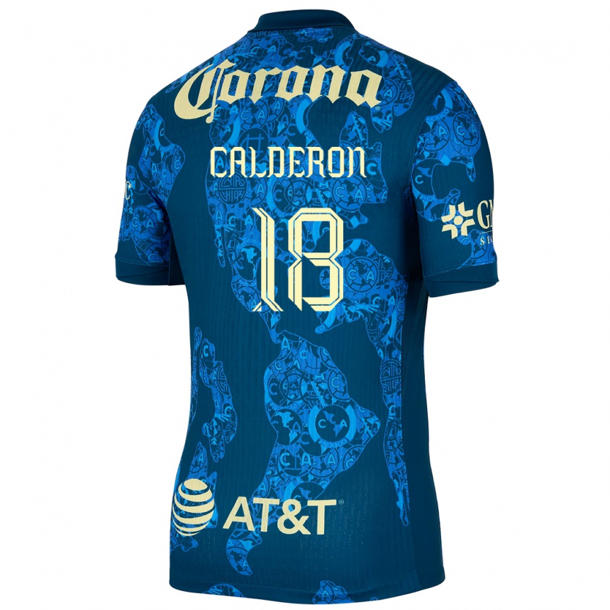 Kids Football Cristian Calderón #18 Blue Yellow Away Jersey 2024/25 T-Shirt Australia