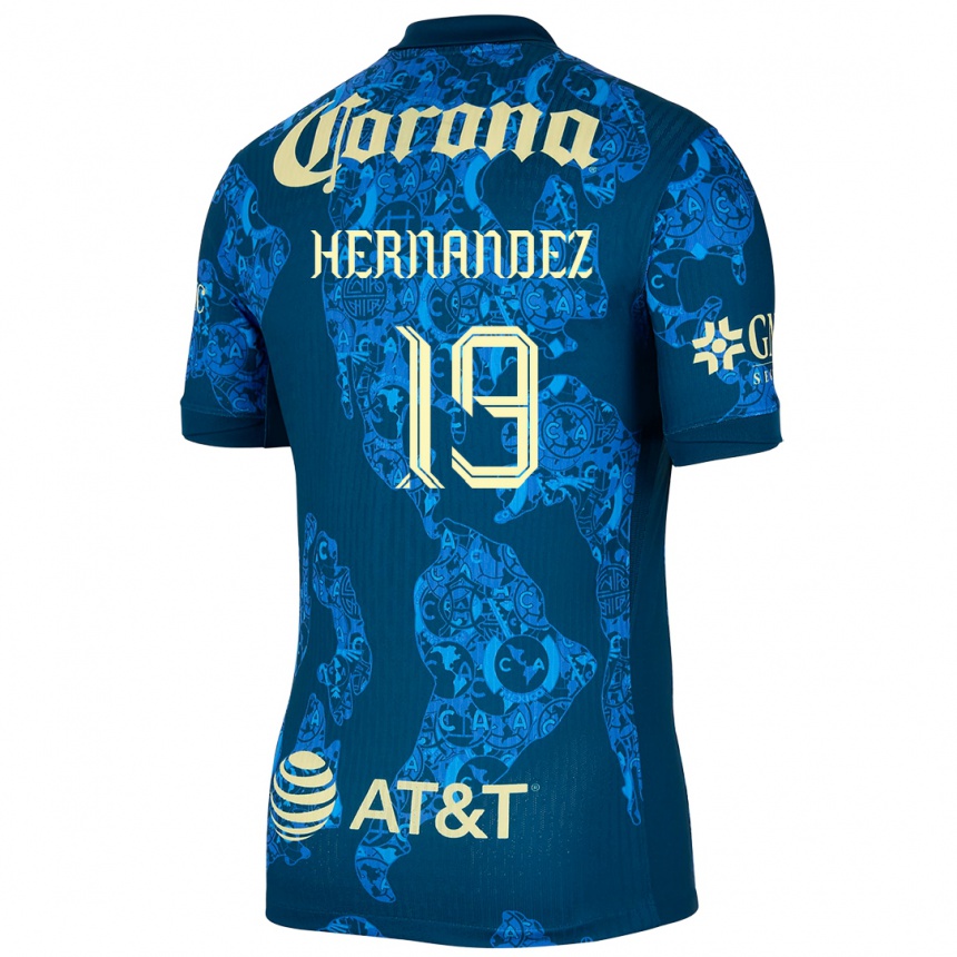 Kids Football Illian Hernández #19 Blue Yellow Away Jersey 2024/25 T-Shirt Australia