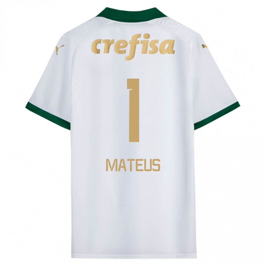 Kids Football Mateus #1 White Green Away Jersey 2024/25 T-Shirt Australia