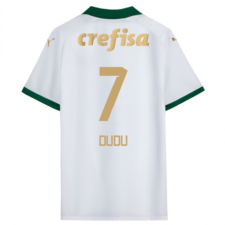 Kids Football Dudu #7 White Green Away Jersey 2024/25 T-Shirt Australia