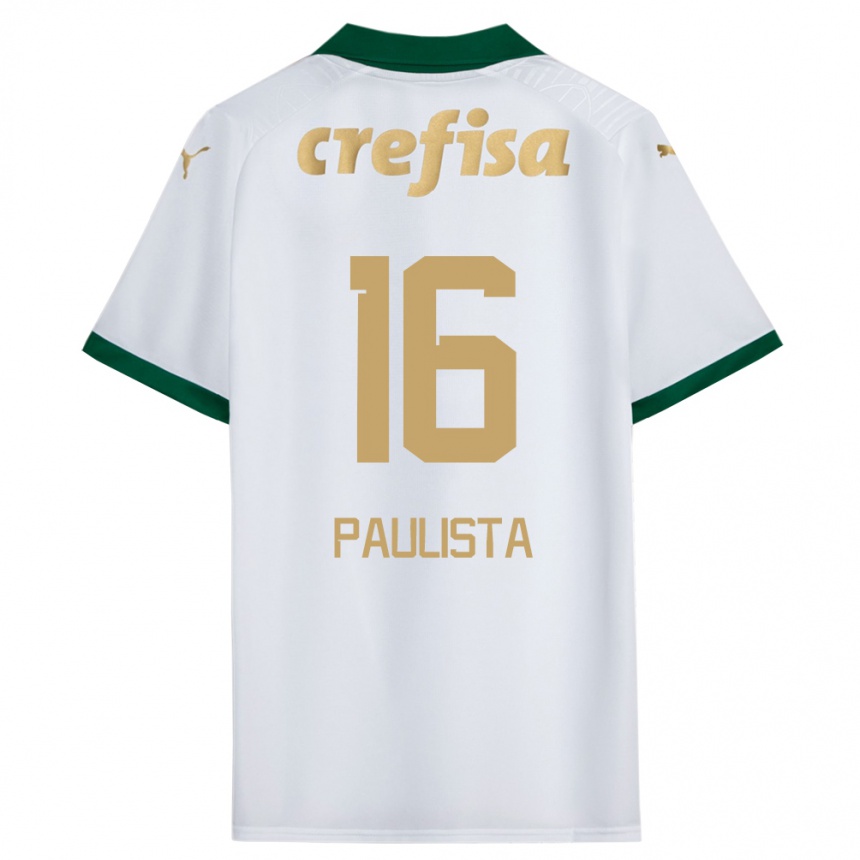 Kids Football Caio Paulista #16 White Green Away Jersey 2024/25 T-Shirt Australia