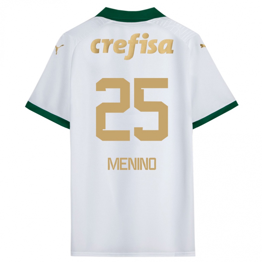 Kids Football Gabriel Menino #25 White Green Away Jersey 2024/25 T-Shirt Australia