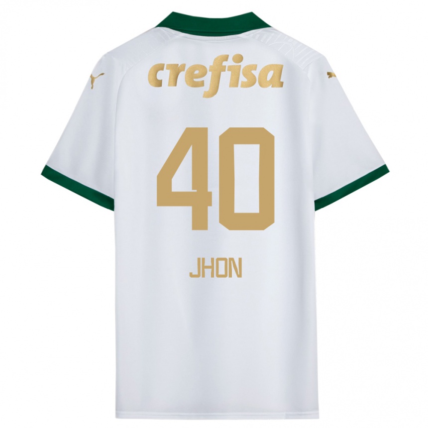 Kids Football Jhon Jhon #40 White Green Away Jersey 2024/25 T-Shirt Australia