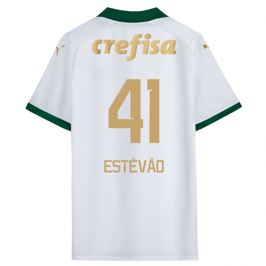 Kids Football Estêvão #41 White Green Away Jersey 2024/25 T-Shirt Australia