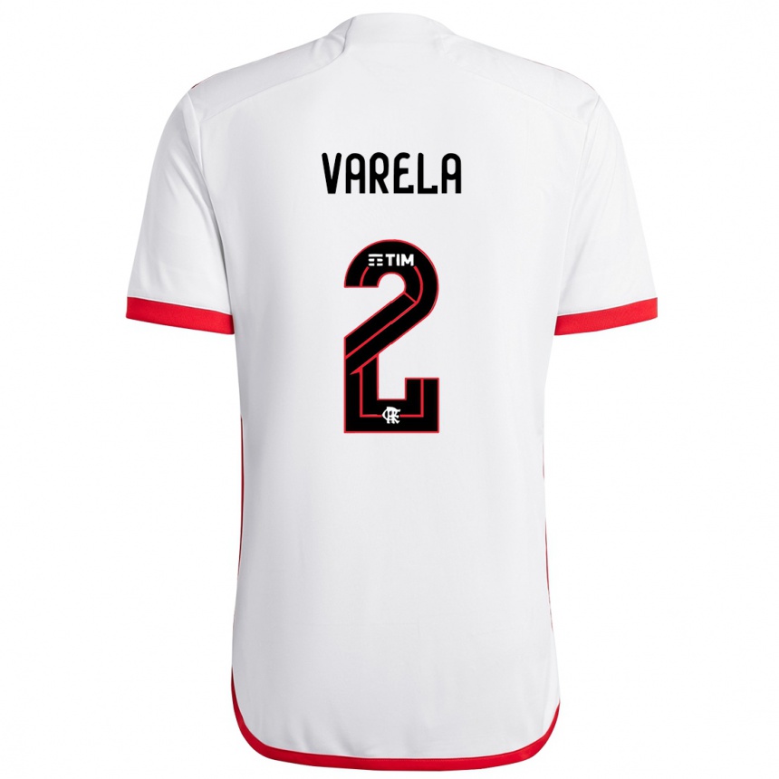 Kids Football Guillermo Varela #2 White Red Away Jersey 2024/25 T-Shirt Australia