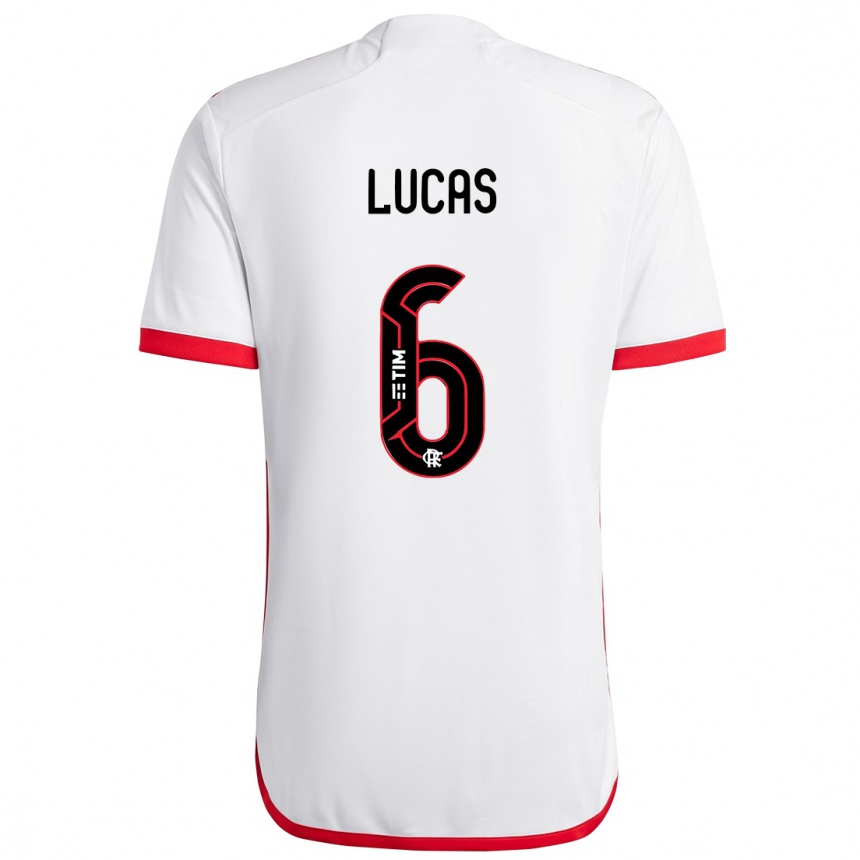 Kids Football Ayrton Lucas #6 White Red Away Jersey 2024/25 T-Shirt Australia