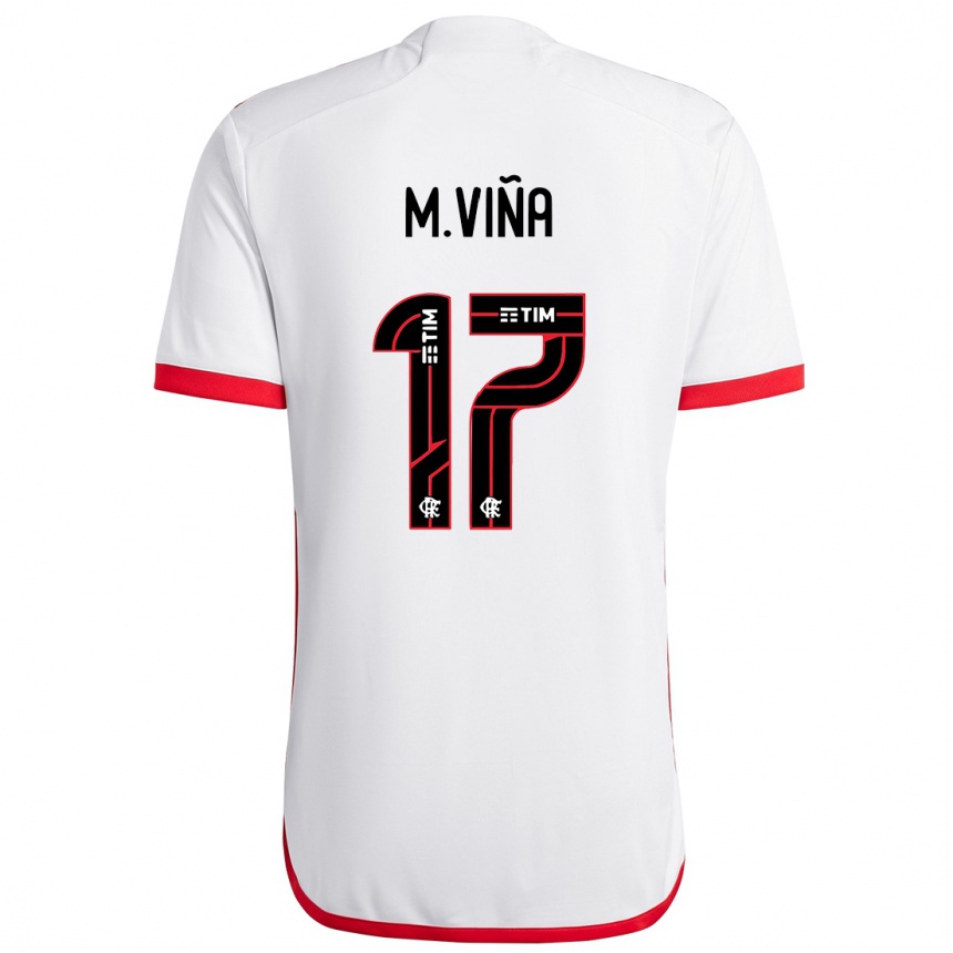 Kids Football Matias Vina #17 White Red Away Jersey 2024/25 T-Shirt Australia