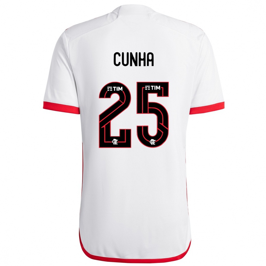 Kids Football Matheus Cunha #25 White Red Away Jersey 2024/25 T-Shirt Australia