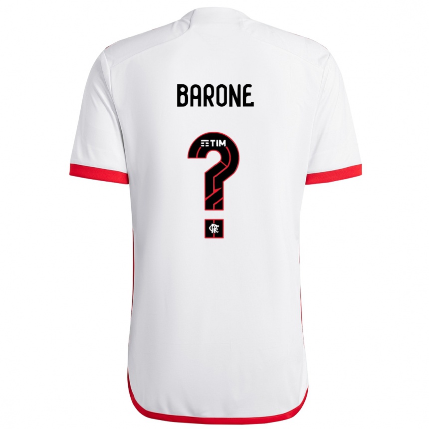 Kids Football Caio Barone #0 White Red Away Jersey 2024/25 T-Shirt Australia