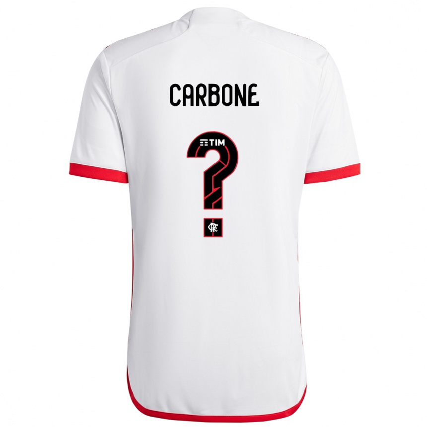 Kids Football Carbone #0 White Red Away Jersey 2024/25 T-Shirt Australia