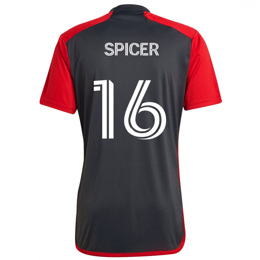 Men Football Tyrese Spicer #16 Grayn Red Home Jersey 2024/25 T-Shirt Australia