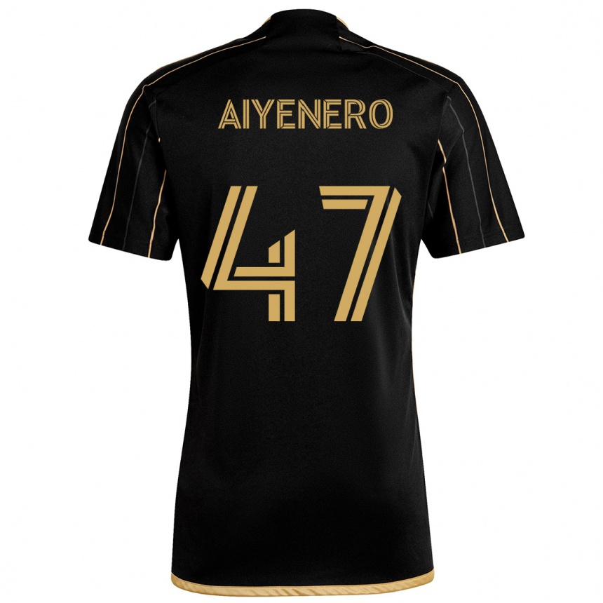 Men Football Marius Aiyenero #47 Black Gold Home Jersey 2024/25 T-Shirt Australia