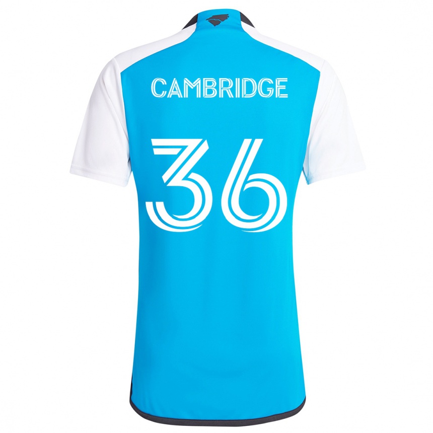 Men Football Brandon Cambridge #36 Blue White Home Jersey 2024/25 T-Shirt Australia