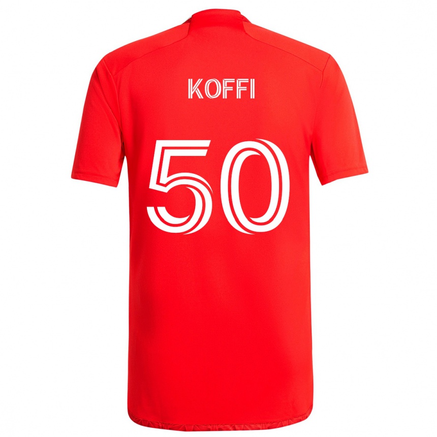 Men Football Christian Koffi #50 Red White Home Jersey 2024/25 T-Shirt Australia