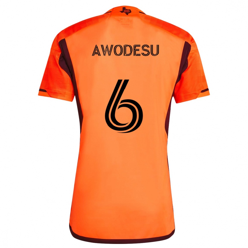 Men Football Femi Awodesu #6 Orange Black Home Jersey 2024/25 T-Shirt Australia