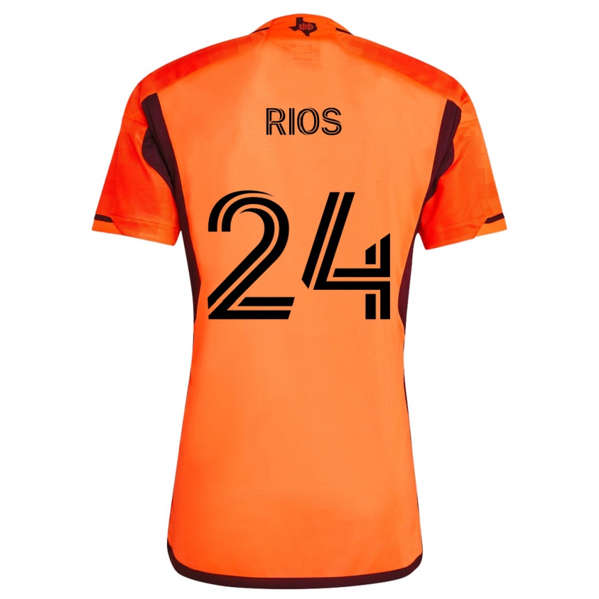 Men Football Paolo Ríos #24 Orange Black Home Jersey 2024/25 T-Shirt Australia