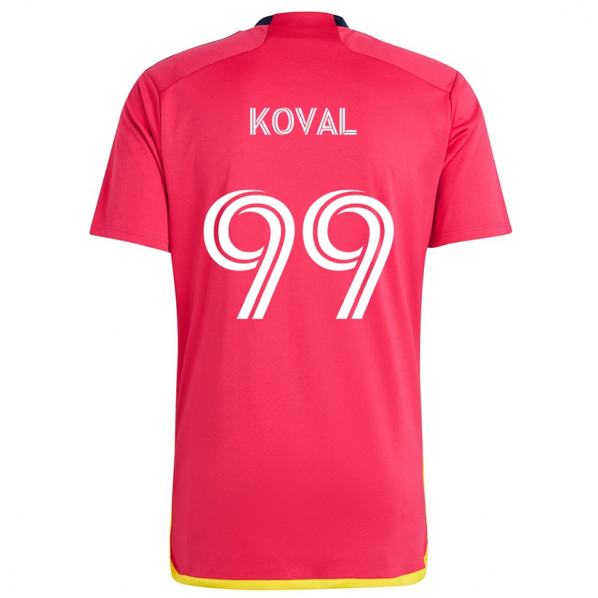 Men Football Stanislav Koval #99 Red Blue Home Jersey 2024/25 T-Shirt Australia