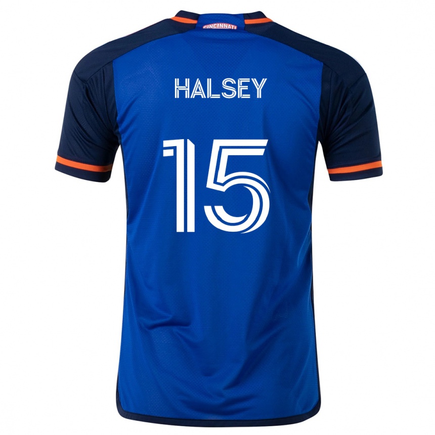 Men Football Bret Halsey #15 Blue White Home Jersey 2024/25 T-Shirt Australia