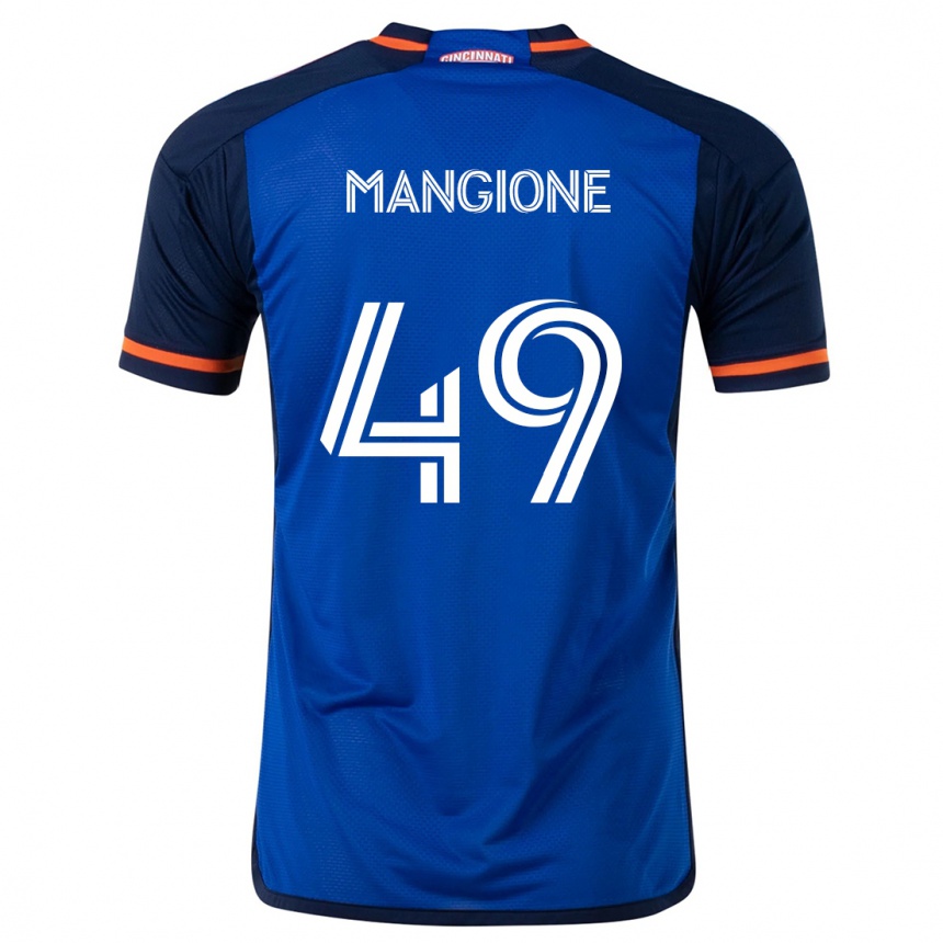 Men Football Peter Mangione #49 Blue White Home Jersey 2024/25 T-Shirt Australia