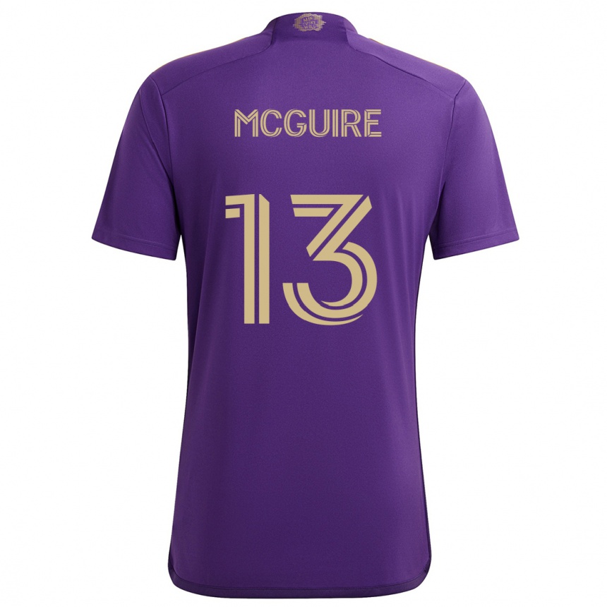 Men Football Duncan Mcguire #13 Purple Yellow Home Jersey 2024/25 T-Shirt Australia