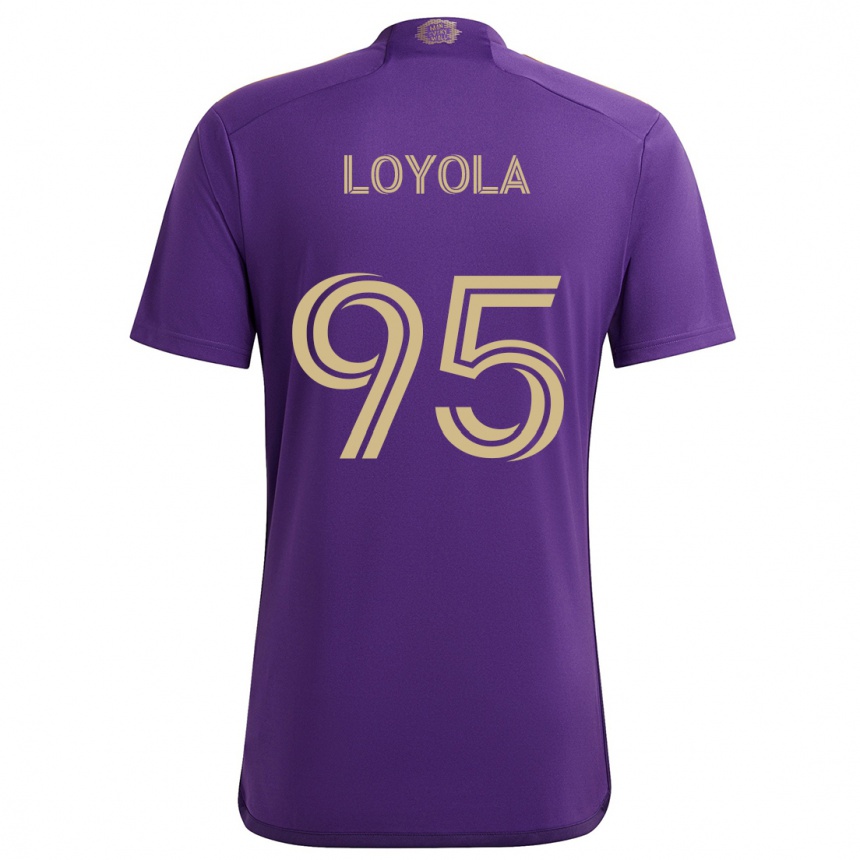 Men Football Favian Loyola #95 Purple Yellow Home Jersey 2024/25 T-Shirt Australia