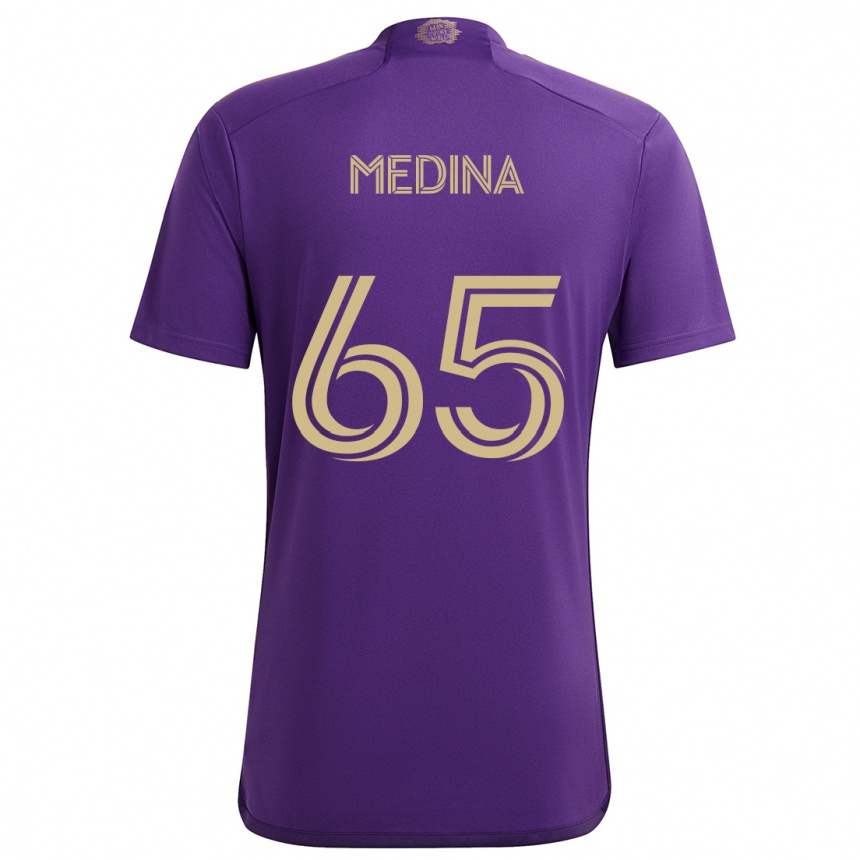 Men Football Cristian Medina #65 Purple Yellow Home Jersey 2024/25 T-Shirt Australia