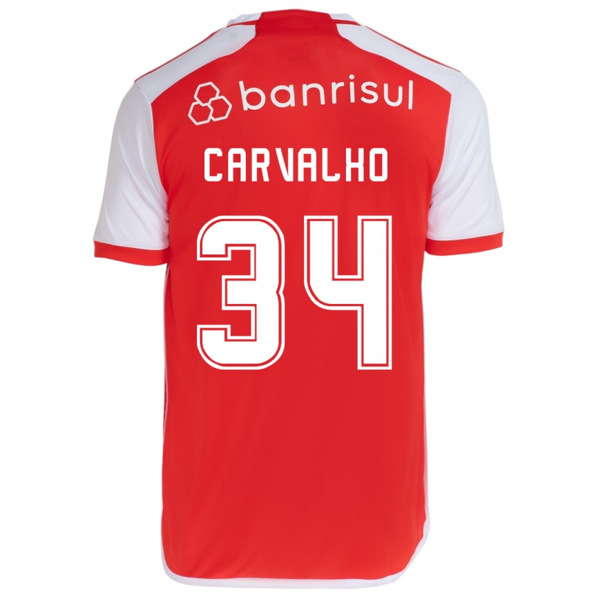 Men Football Gabriel Carvalho #34 Red White Home Jersey 2024/25 T-Shirt Australia