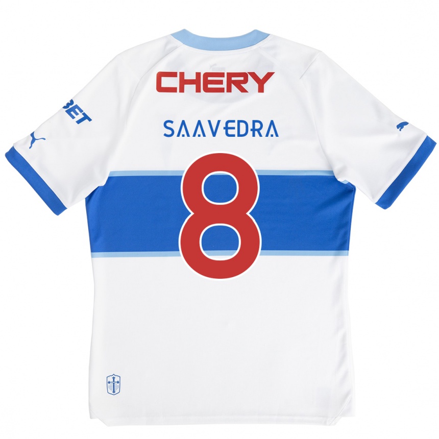 Men Football Ignacio Saavedra #8 White Blue Home Jersey 2024/25 T-Shirt Australia