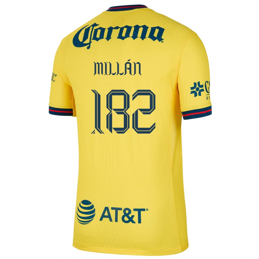 Men Football Daniel Millán #182 Yellow Blue Home Jersey 2024/25 T-Shirt Australia