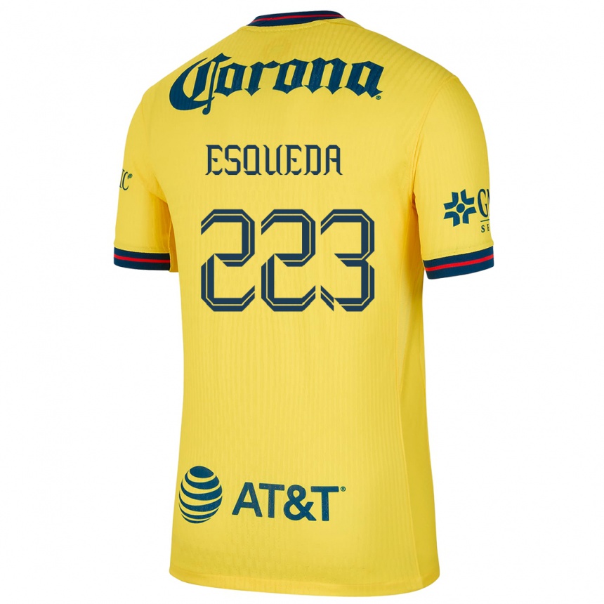 Men Football Diego Esqueda #223 Yellow Blue Home Jersey 2024/25 T-Shirt Australia