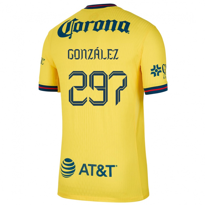 Men Football Océlotl González #297 Yellow Blue Home Jersey 2024/25 T-Shirt Australia