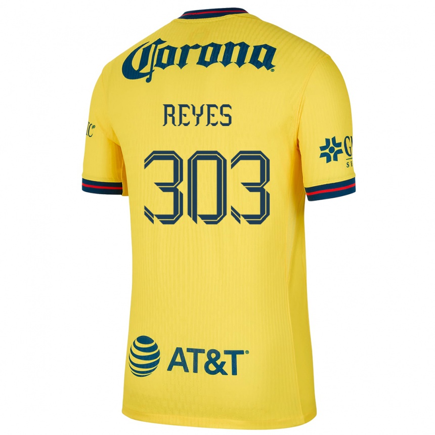 Men Football Diego Reyes #303 Yellow Blue Home Jersey 2024/25 T-Shirt Australia