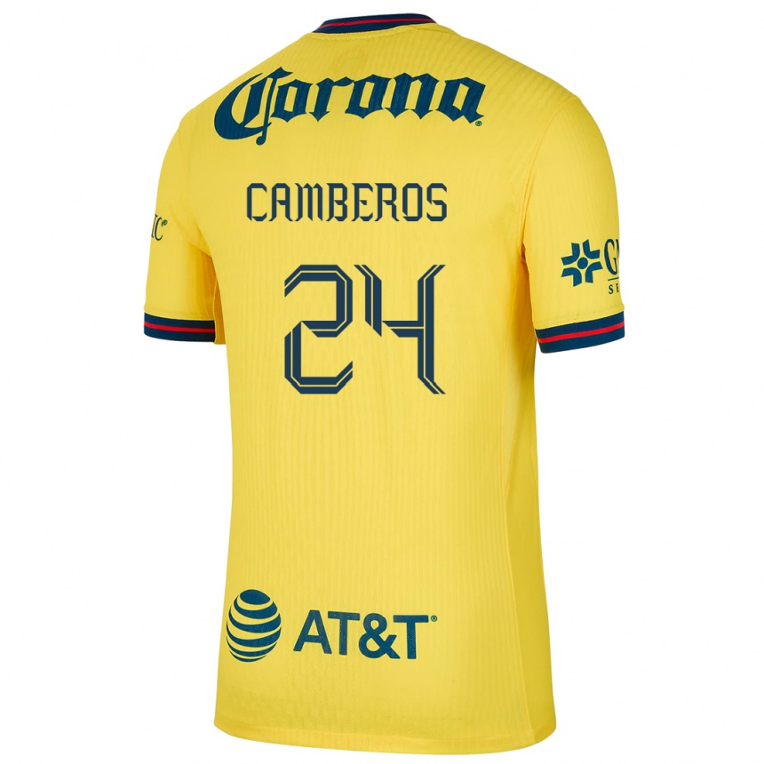 Men Football Scarlett Camberos #24 Yellow Blue Home Jersey 2024/25 T-Shirt Australia